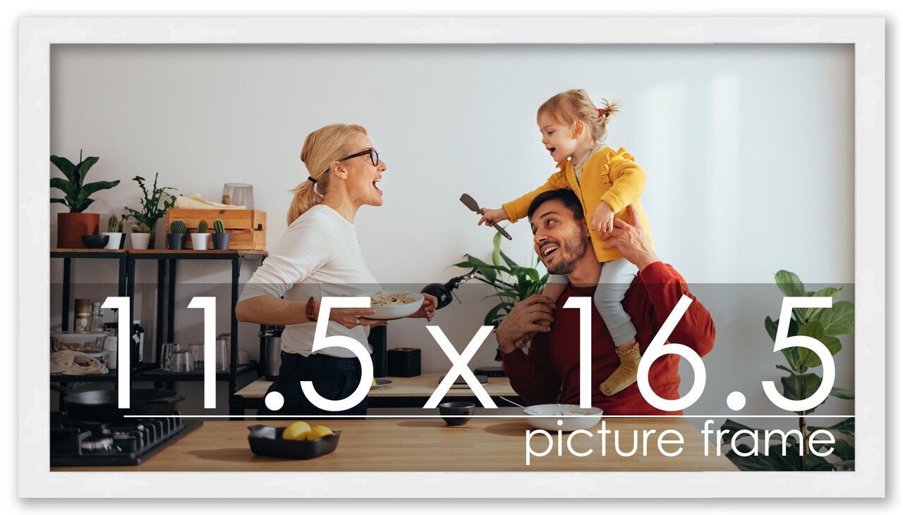 11.5x16.5 Solid Wood Picture Frame with UV-Resistant Acrylic & Acid-Free Backing, Available in 6 Finishes: Matte Black, Matte White, Metallic Bronze, Silver, Natural Wood Grain & Mahogany